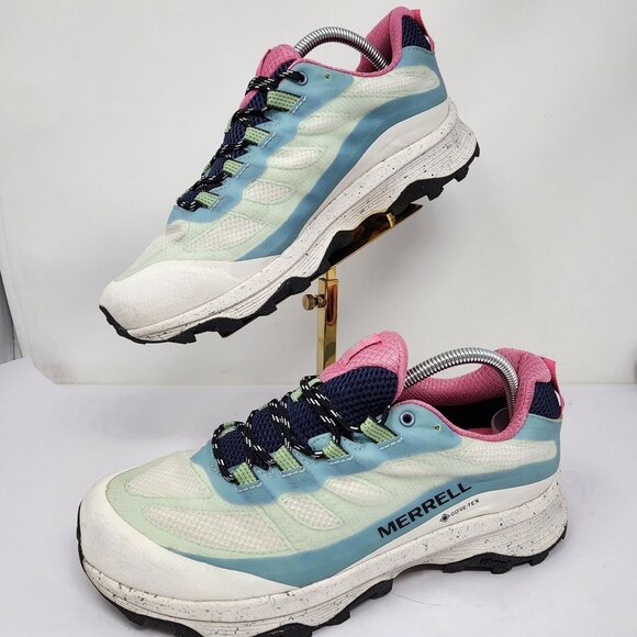 Merrell Sweaty Betty Moab Speed Gore-Tex Hiking Shoes Blue Smoke Womens Size 11 - Picture 1 of 11